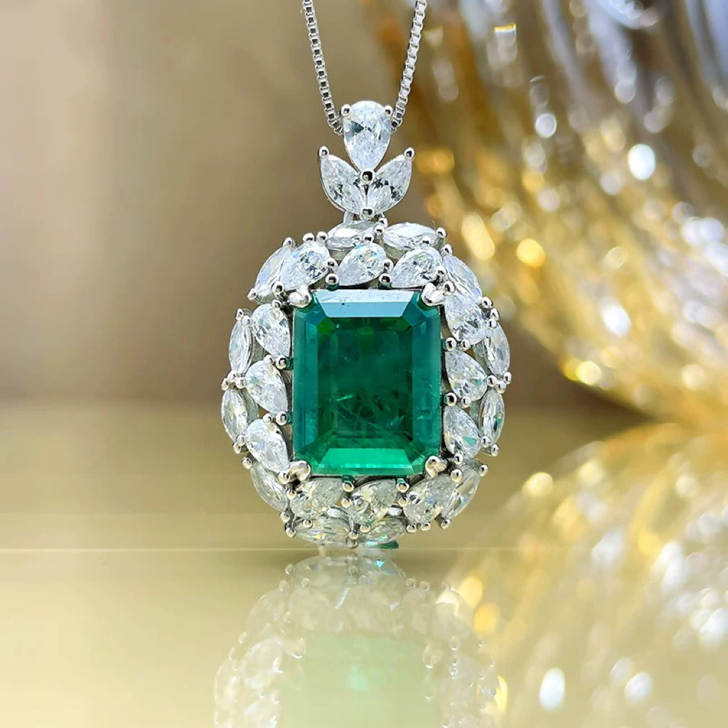 Luxurious 10-Carat High-Carbon Diamond-Studded Gemstone Pendant Necklace